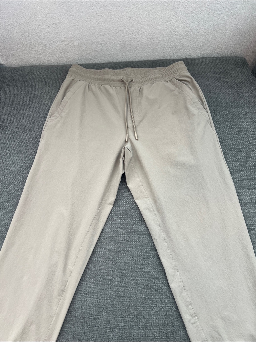 ALO Yoga Men's Light Beige Jogger Pants with Drawstring Waist